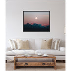 Sylvie Panoramic Pastel Moonrise over Icelandic Mountains Framed Canvas by Michael Schauer