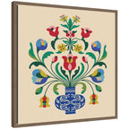 Floral Blue Vase 02 by Rachel Lee Framed Canvas Wall Art Print