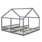 House Platform Beds, 2 Shared Beds, Metal Frame With Guardrails