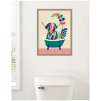 Sylvie MCM Cow in Bathtub Framed Canvas by Rachel Lee
