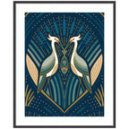 Framed Art Art Deco Herons Blue by Carey Copeland
