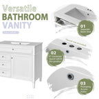 Bathroom Vanity With Mirror Cabinet, Single Sink With 2 Soft Closing Doors And 4 Drawers