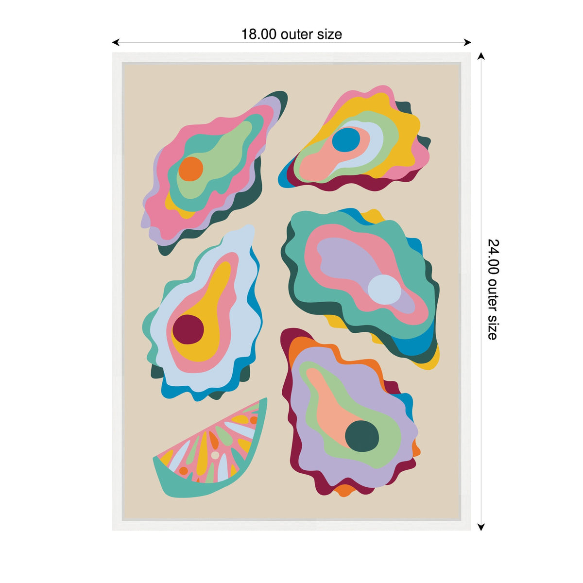 Sylvie Coastal Oysters and Lemon Framed Canvas by Rachel Lee