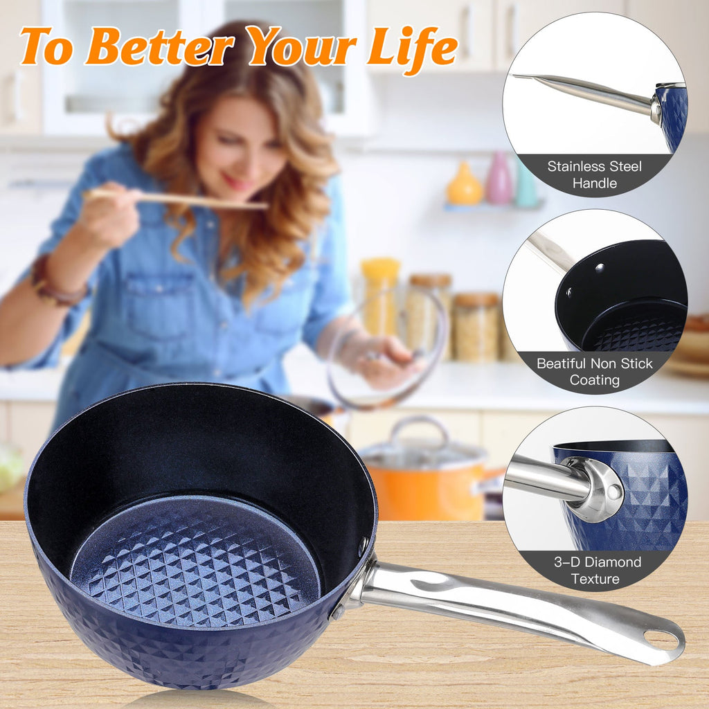 CasaFoyer 20cm Induction Saucepan with Lid - 1.8L Non-Stick Milk Pan