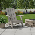35 Light Brown Faux Wood Heavy Duty Plastic Outdoor Adirondack Chair with Storage