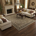 8 X 10 Brown Ivory And Tan Floral Medallion Washable Area Rug