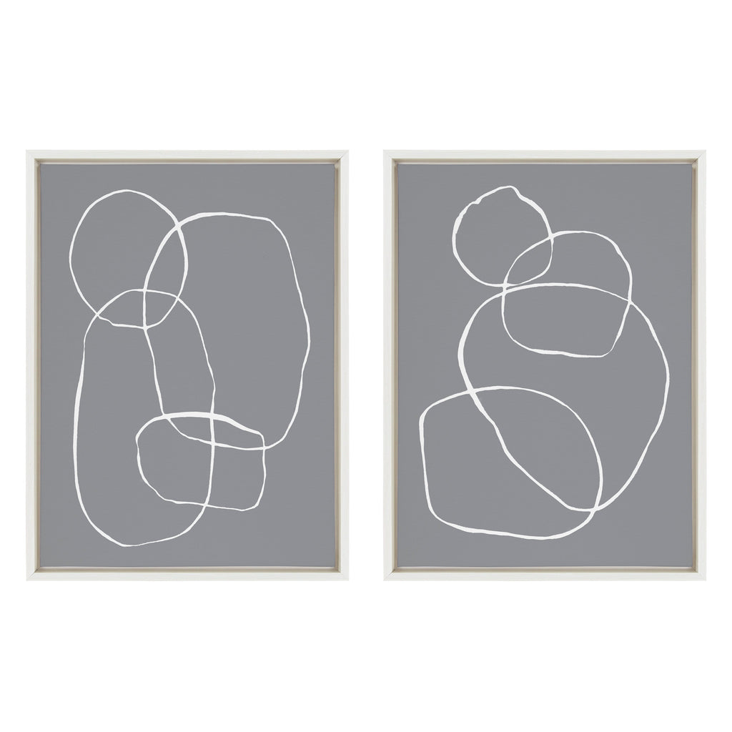 Sylvie Gray Going in Circles Framed Canvas Set by Teju Reval of SnazzyHues