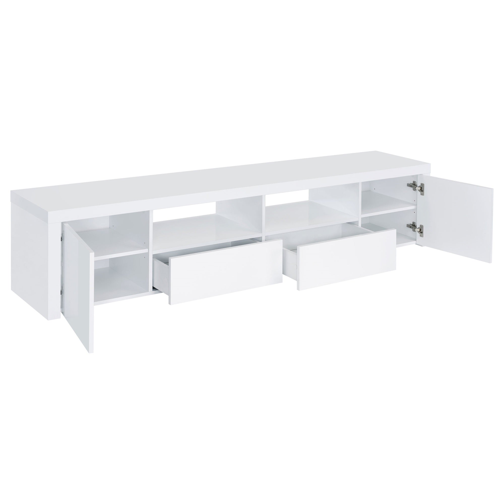 Coaster Home Furnishings Jude 2-Door 79" Tv Stand With Drawers White High Gloss
