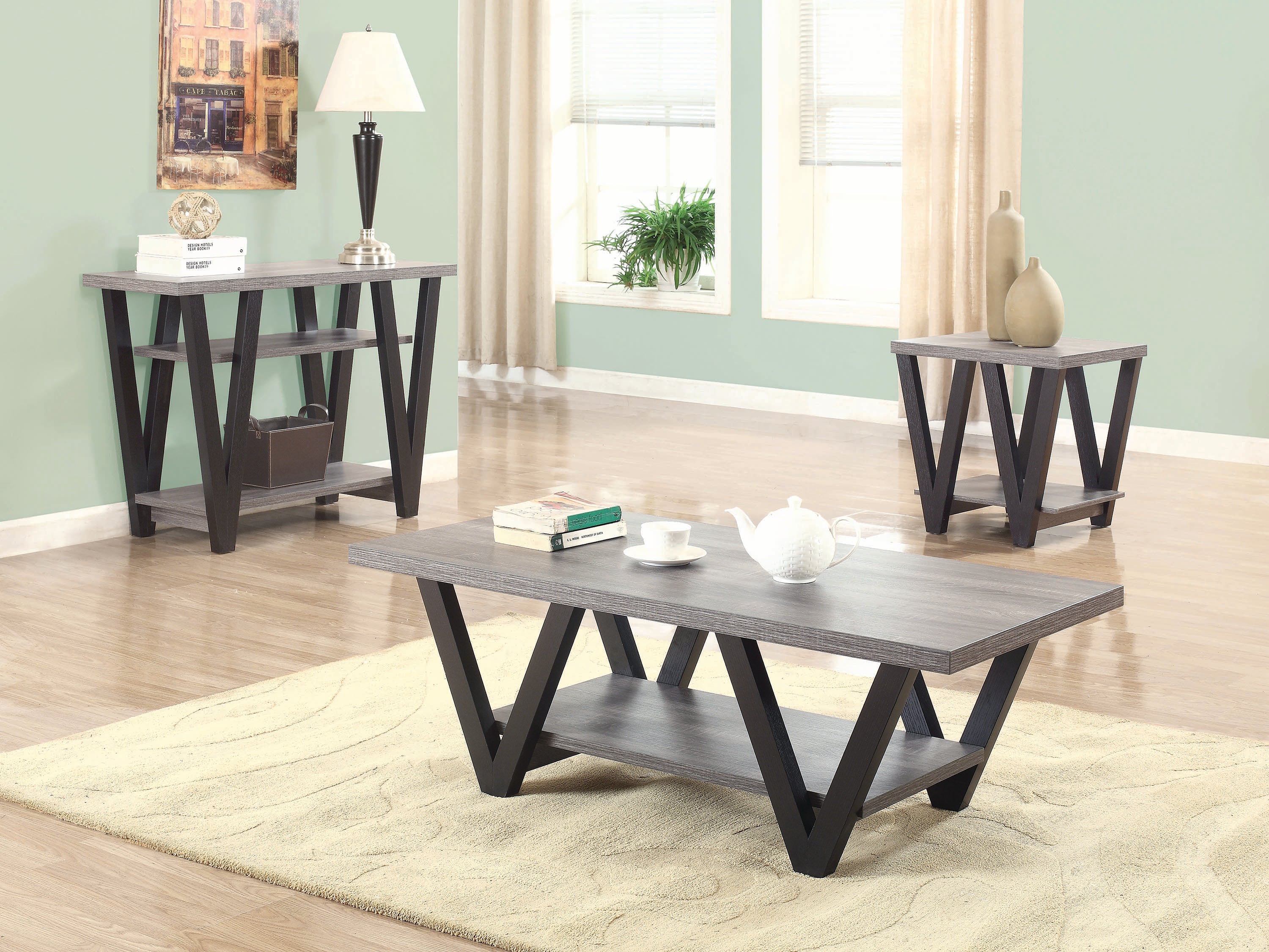 MidCentury Modern Black Sofa Table