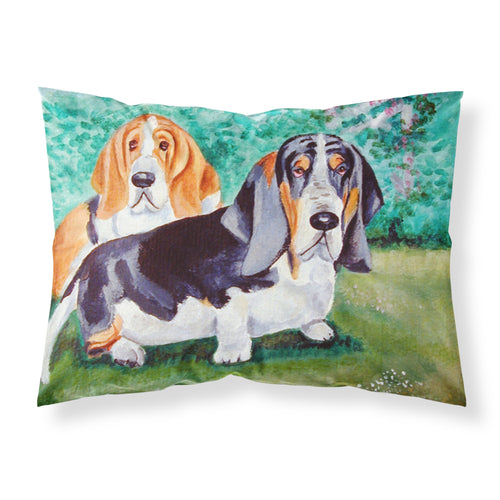 'Caroline'S Treasures 7061Pillowcase Basset Hound Double Trouble Moisture Wicking Fabric Standard Pillowcase, Large, Multicolor