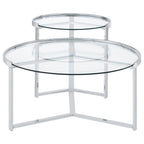Coaster Home Furnishings Delia 2-Piece Round Glass Top Nesting Coffee Table Chrome