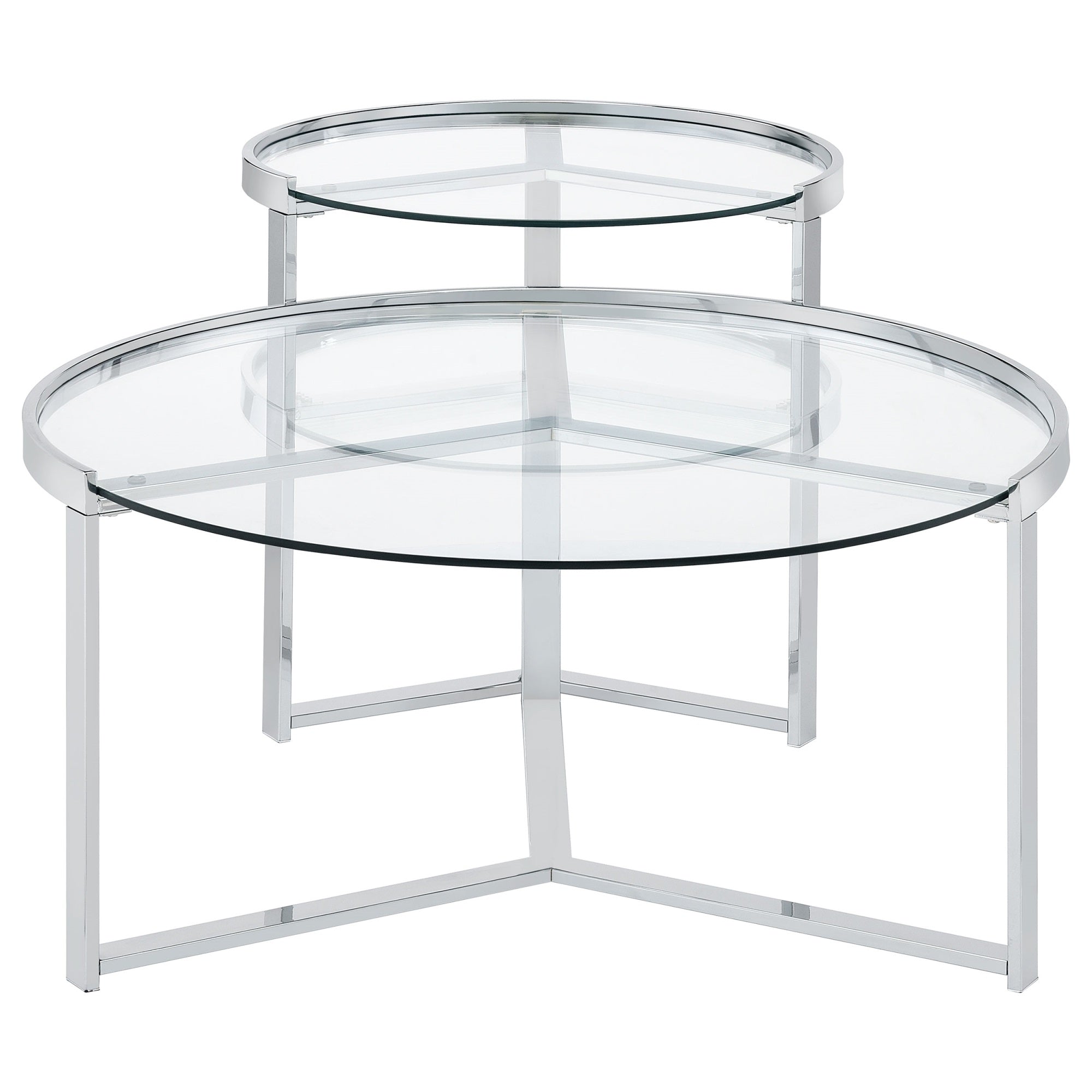 Coaster Home Furnishings Delia 2-Piece Round Glass Top Nesting Coffee Table Chrome