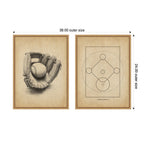 Vintage Baseball 2 Piece Framed Canvas Wall Art Set by The Creative Bunch Studio