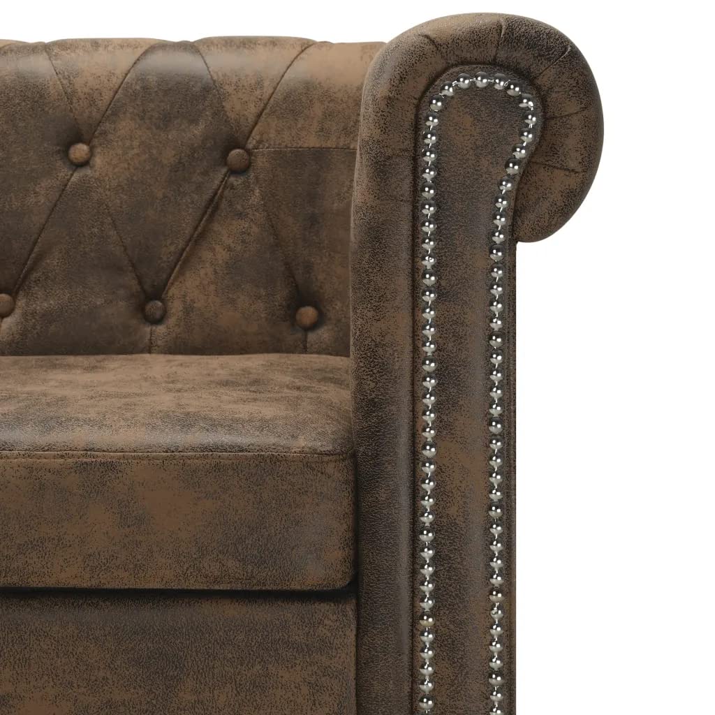 vidaXL L-Shaped Chesterfield Sofa Artificial Leather Brown