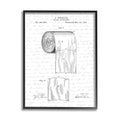 Stupell Industries Toilet Paper Roll Patent Black And White Bathroom Design Black Framed Art, 16 x 20, Multi-Color