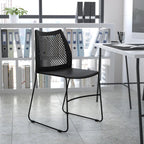 Flash Furniture Hercules Series 661 Lb. Capacity Navy Stack Chair With Air-Vent Back And Gray Powder Coated Sled Base