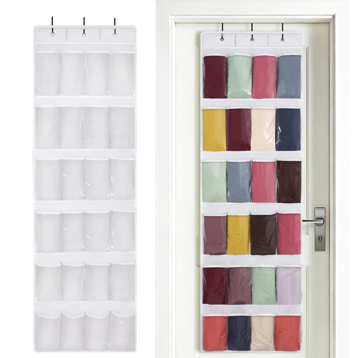 JOYMOMO Hanging Yoga Legging Storage with 24 Pockets for Yoga Pants(White)