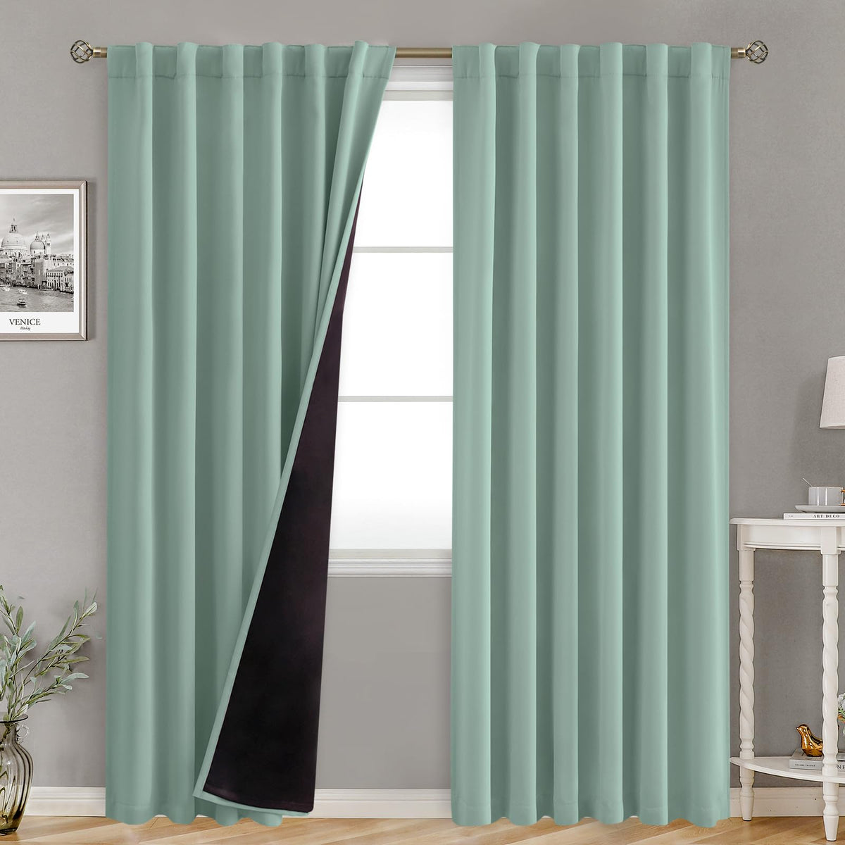 Bgment Blackout Curtains With Thermal Insulation Liner Curtains 84 Inches Long, Rod Pocket And Back Tab Double Layer Room Darken