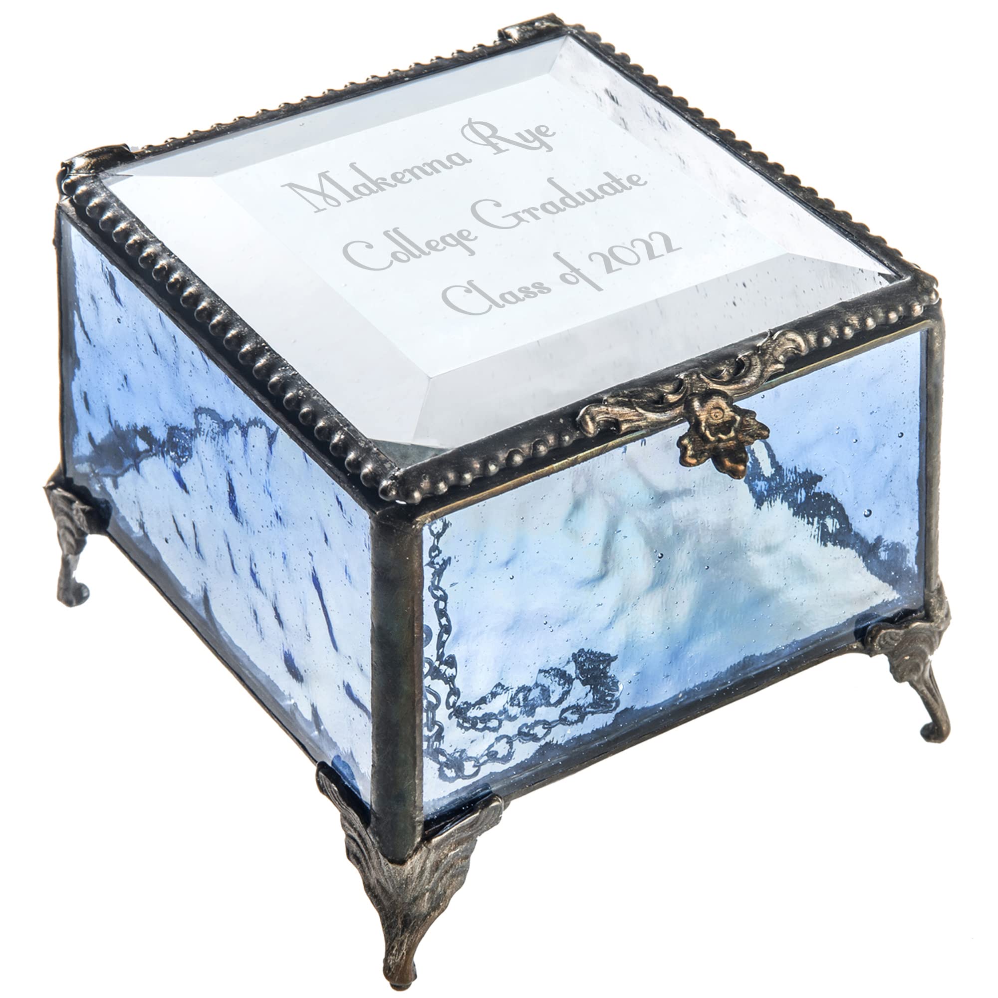 Personalized Graduation Gift For Her Glass Jewelry Box High School Graduate Or College Grad Class Of 2024 J Devlin Box 837 EB217