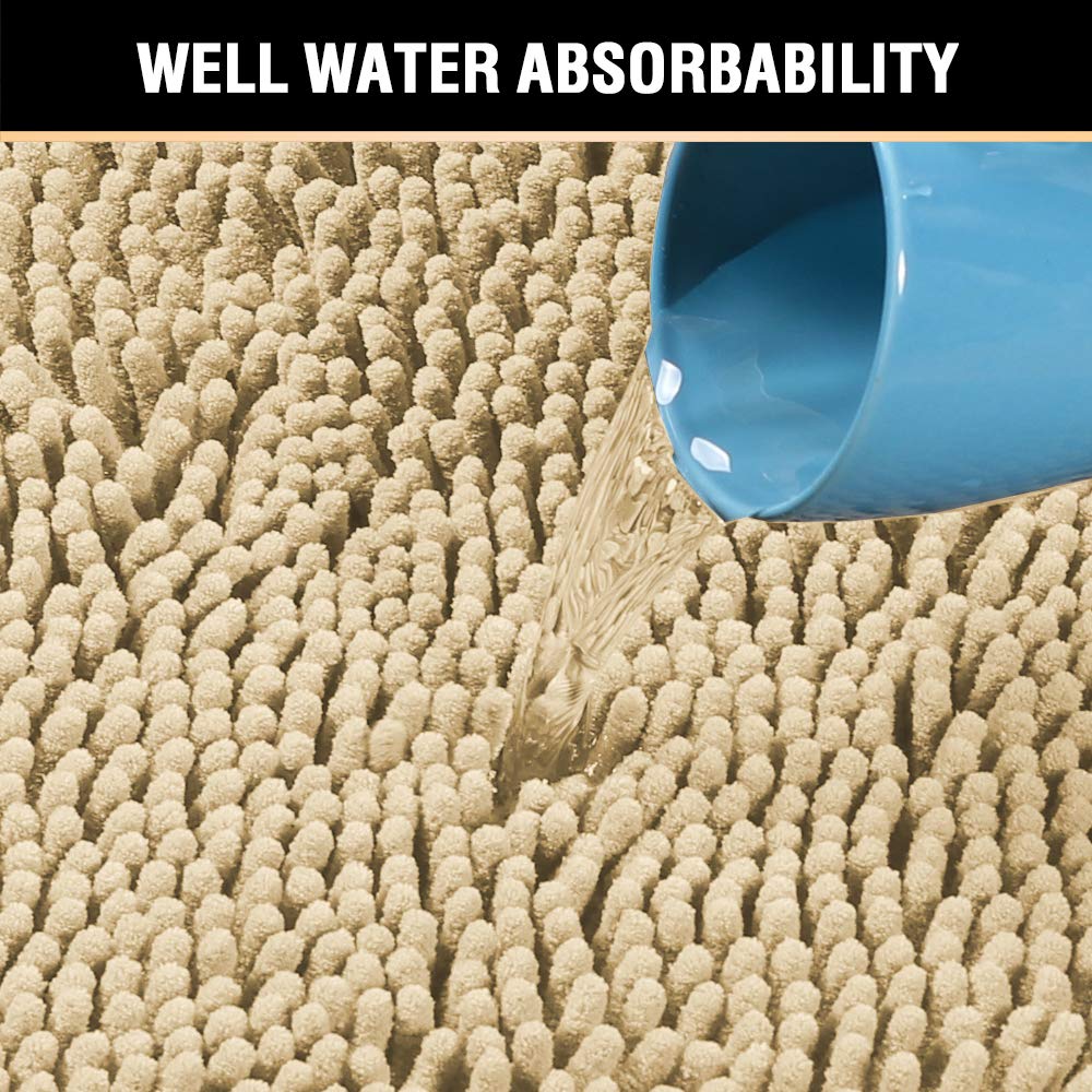 H.Versailtex Microfiber Bath Rugs Chenille Floor Mat Ultra Soft Washable Bathroom Dry Fast Water Absorbent Bedroom Area Rugs, 24