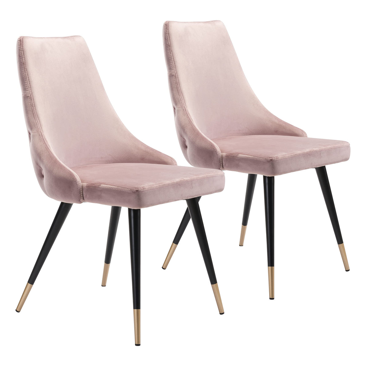 Zuo Modern Piccolo Dining Chair Set Steel, Foam, Velvet Fabric Pink, Black, Gold, Black & Gold Indoor Weight Capacity 280 lbs Dimensions: 20.5&quot; W x 24.6&quot; D x 34.8&quot; H Pack of 2