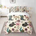 Manfei 7 Pieces Western Cowboy Comforter Set Full Size, Cowboy Boots Hat Bedding Set For Kids Boy Bedroom Decor, Bull Skull Flor