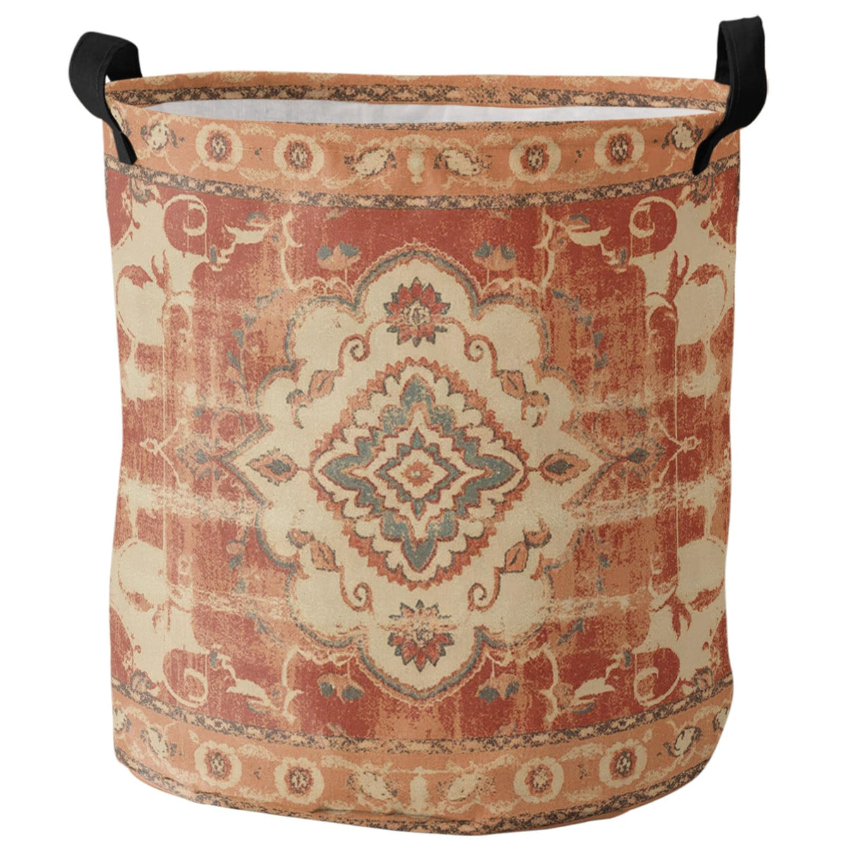Laundry Basket with Handles Boho Bohemia Foldable Waterproof Laundry Hamper Tribal Vintage Rustic Burnt Orange Clothes Organizer