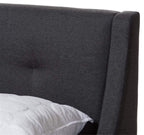 Baxton Studio Louvain Modern and Contemporary Dark Grey Fabric Upholstered Walnut-Finished Full Sized Platform Bed