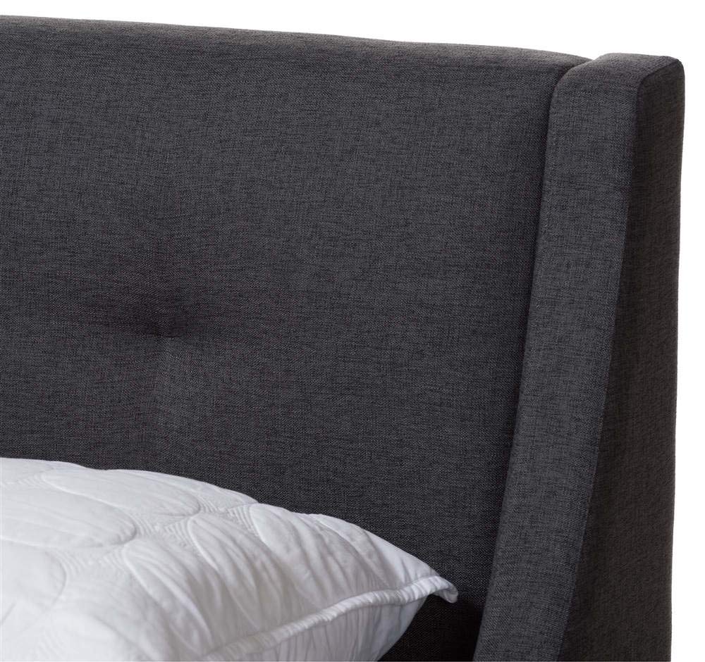 Baxton Studio Louvain Modern and Contemporary Dark Grey Fabric Upholstered Walnut-Finished Queen Sized Platform Bed
