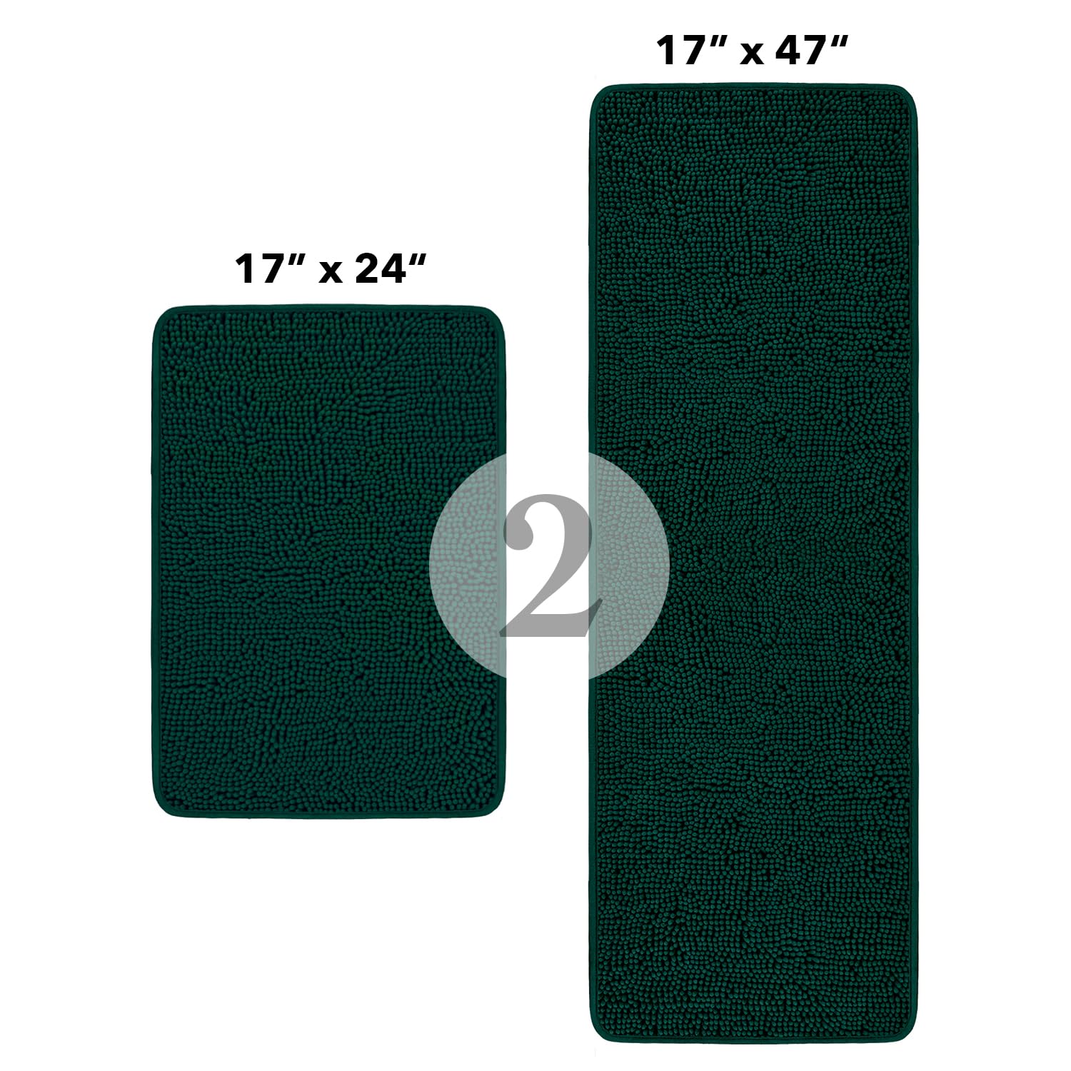 Pureswan Bathroom Rugs Sets 2 Piece - Absorbent And Washable Bath Mat, Non-Slip, Thick Soft Chenille Bath Rugs For Bathroom Floo