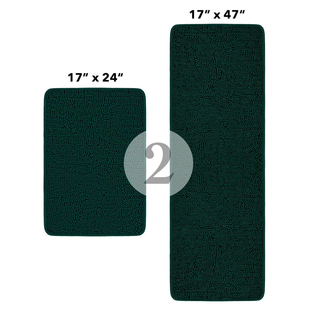 Pureswan Bathroom Rugs Sets 2 Piece - Absorbent And Washable Bath Mat, Non-Slip, Thick Soft Chenille Bath Rugs For Bathroom Floo