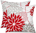 Red And Pink Grey Floral Pillow Covers 18X18 Set Of 2 Outdoor Waterproof Decorative Throw Pillows Valentines Pillow Covers Polye