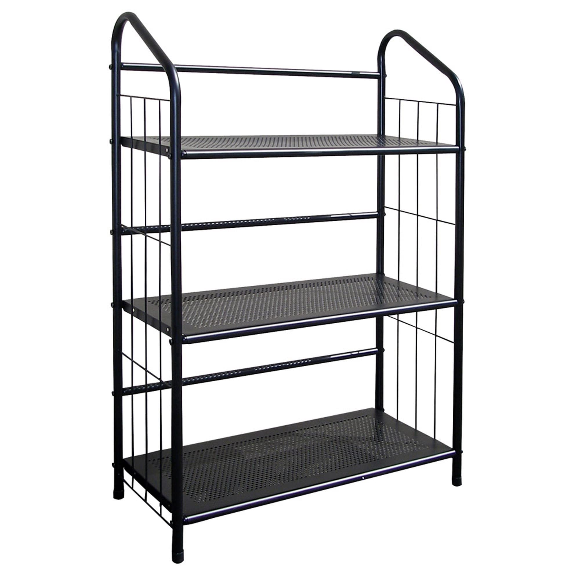 HomeRoots Black 3 Shelf Metal Standing Book Shelf