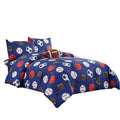 Wpm Kids Collection Bedding 4 Piece Blue Twin Size Comforter Set With Sheet Pillow Sham And Football Toy Soccer Baseball Basketb