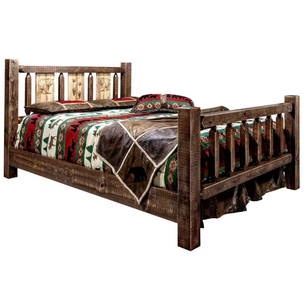 Montana Homestead California King Bed in Stained and Lacquered MWHCCAKBSLLZBEAR