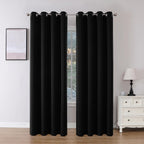 Joydeco Blackout Curtains 96 Inches Long, Black Blackout Curtains 95 Inch Length 2 Panels Set For Bedroom, Room Darkening Curtai
