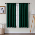 Lecloud Bessie Hunter Green Privacy Curtains 63 Inch Length 2 Pcs, Light Filteringn Airy Faux Linen Textured Curtain, Durable Ro