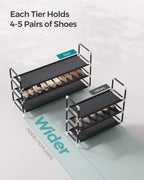 Songmics 3-Tier Shoe Rack, Shoe Storage For Hallway Closet, Slim And Space-Saving, Metal Frame, Non-Woven Fabric Shelves, Black Ulsh053B01