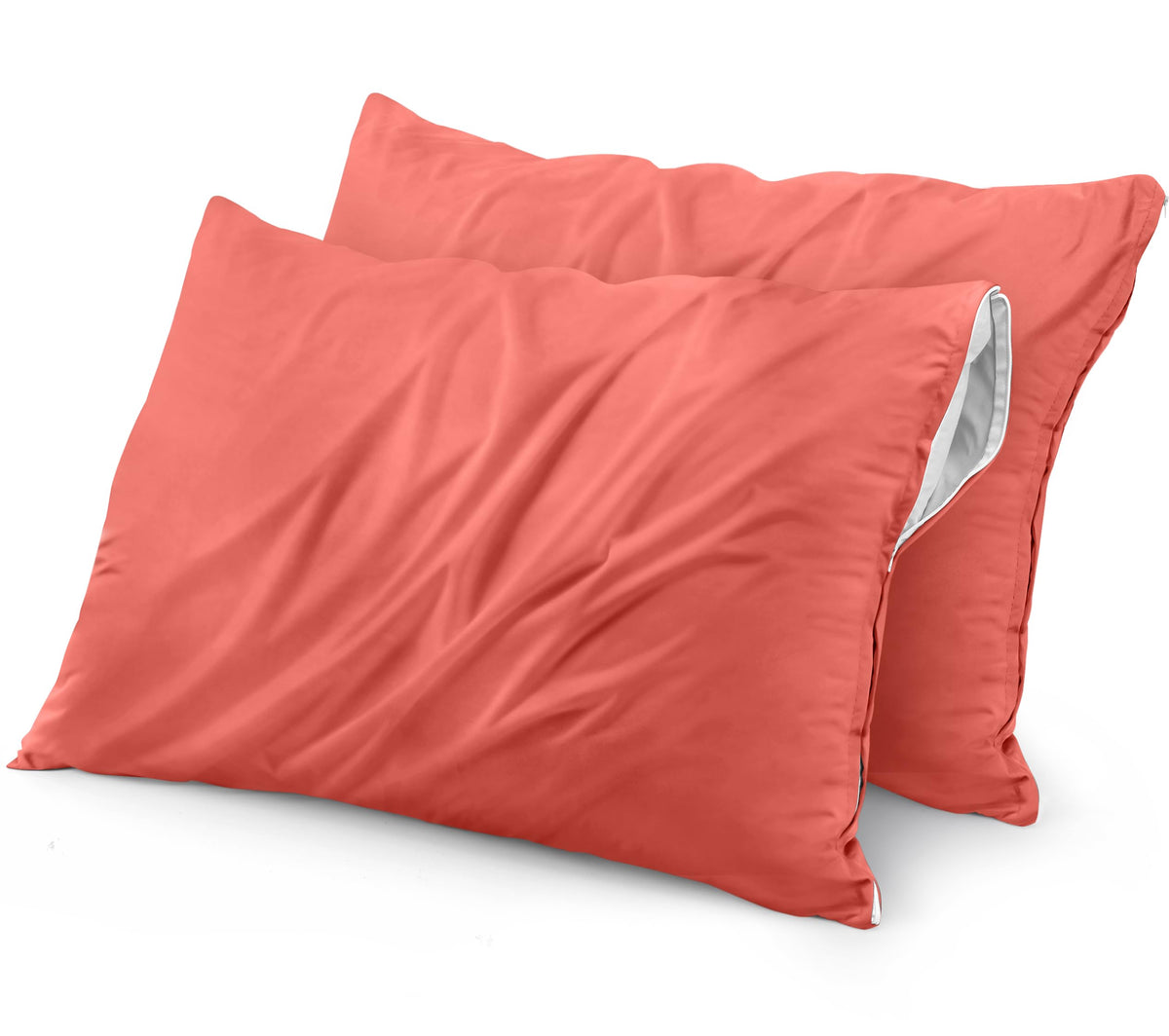 Utopia Bedding Waterproof Pillow Protectors Zippered (2 Pack, Coral) King Size, Zippered Pillowcases, Bed Bug Proof Pillow Encas
