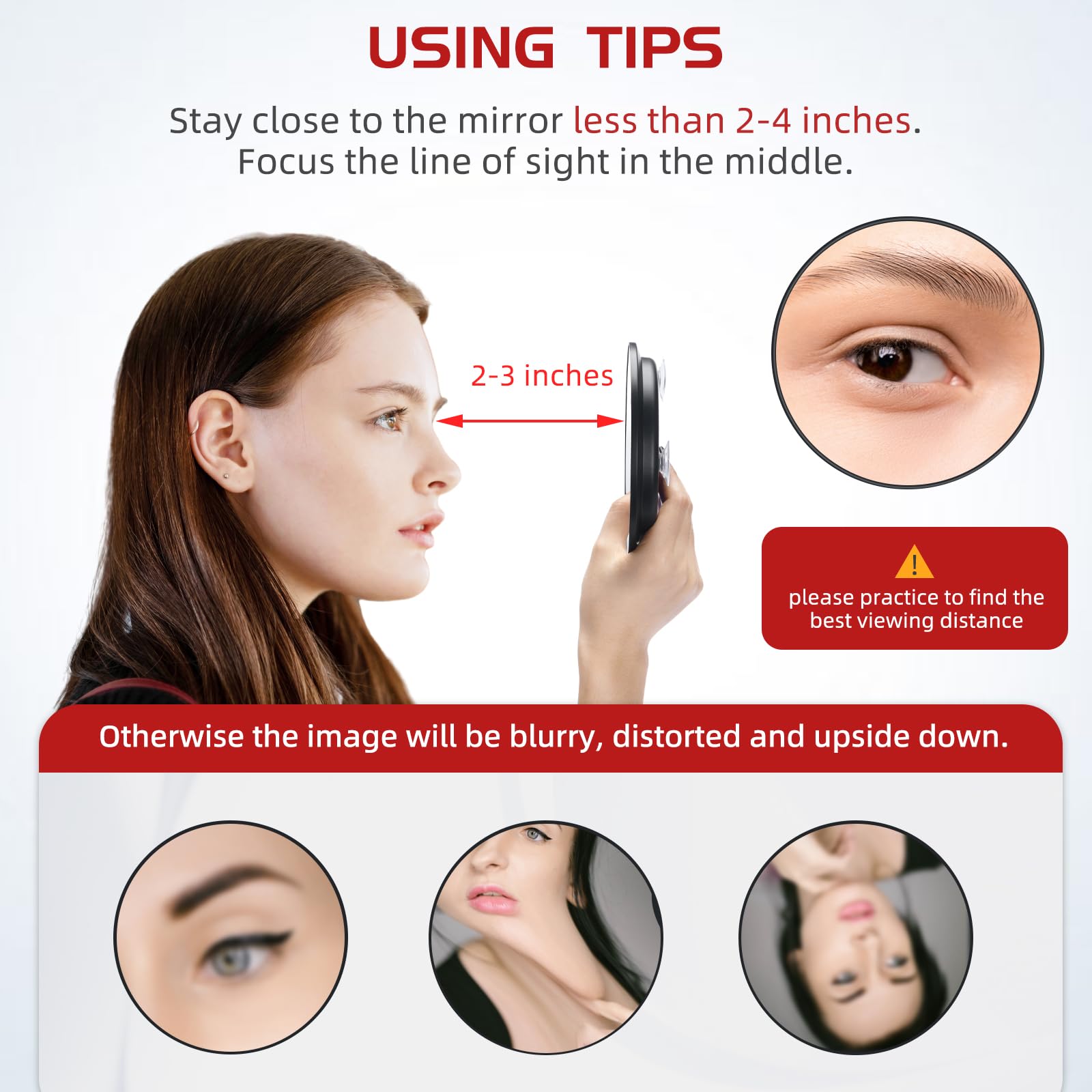 20X Magnifying Mirror And Tweezers Kit, 6 Inch Round Magnifying Makeup Mirror, 20X Magnification Compact Mirror 3 Suction Cups M