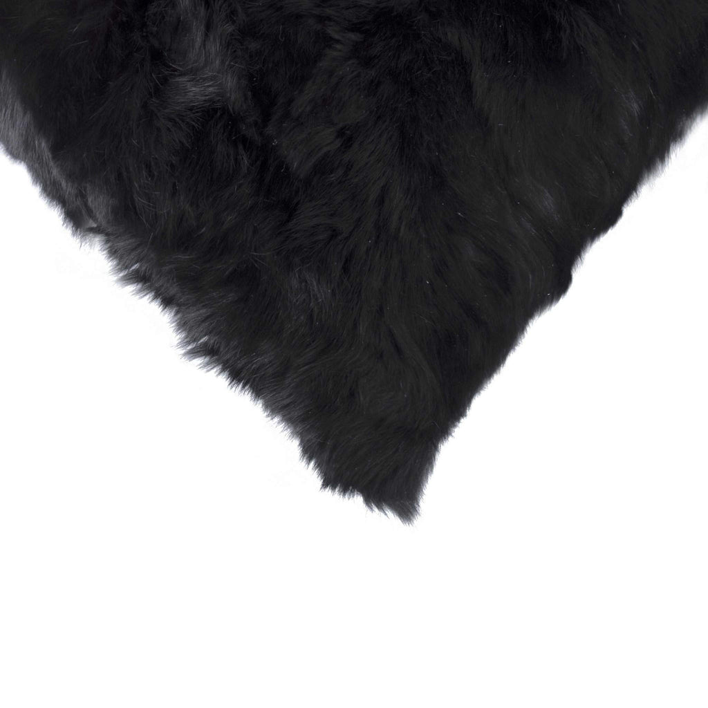 HomeRoots Decor 5-inch x 12-inch x 20-inch 100% Natural Rabbit Fur Black Pillow