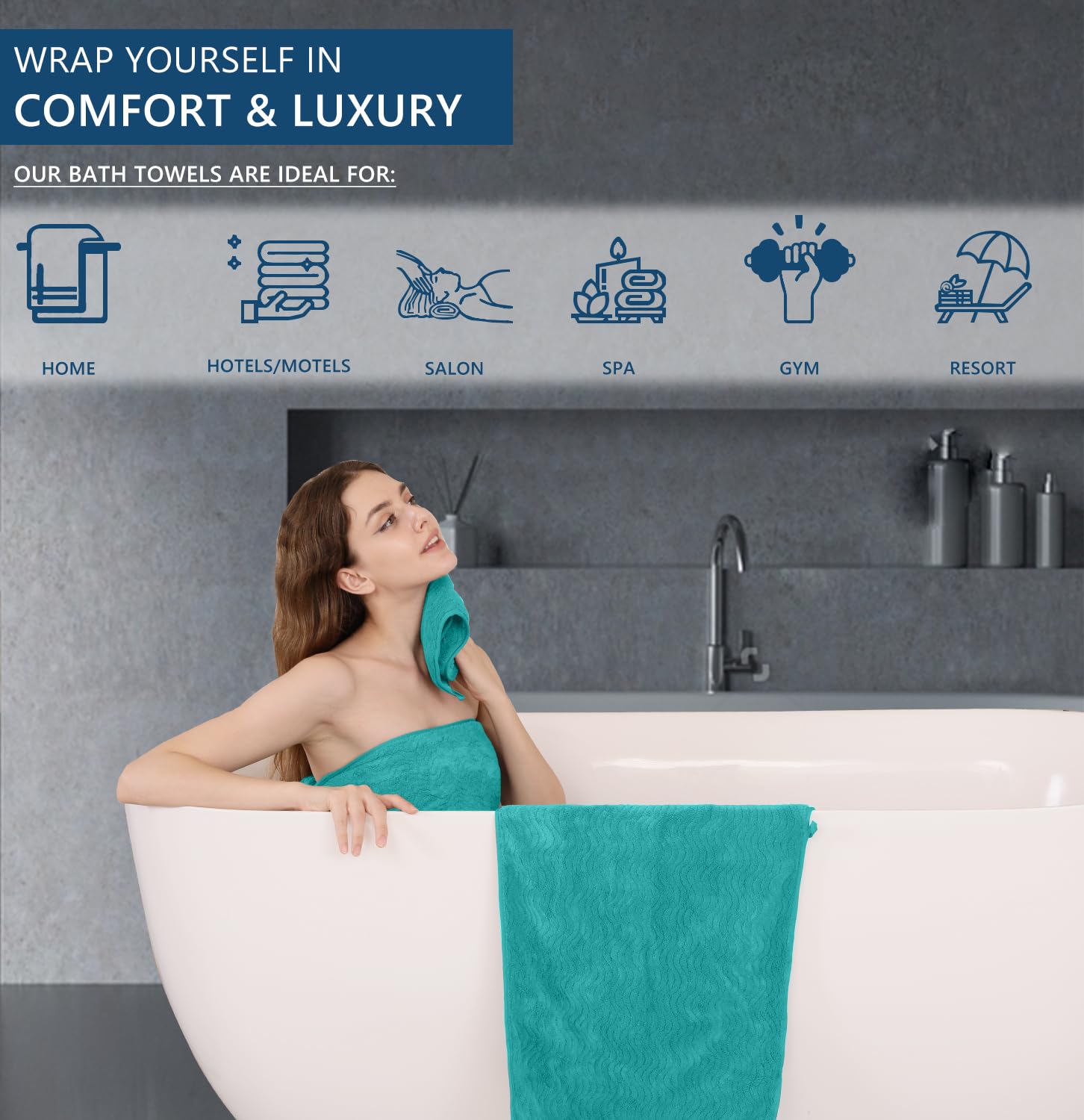 8 Piece Bathroom Towel Set |2 Jumbo Oversized Bath Sheet,2 Hand Towels,4 Washcloths| Extra Large Bath Sheet Soft Towel Set For B