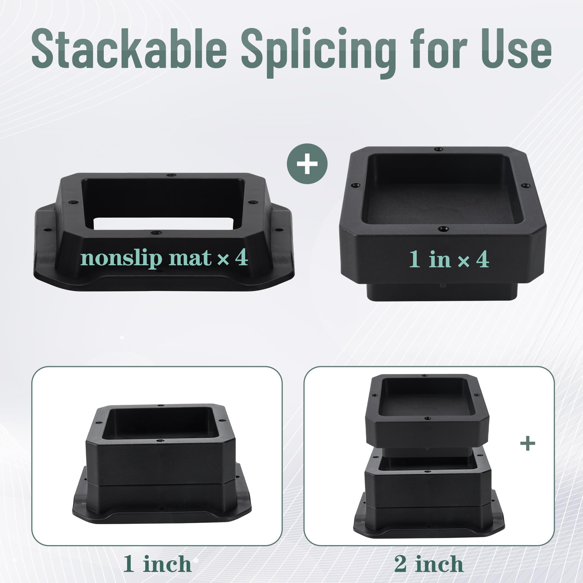 Btsd-Home Bed Risers 1 Inch Heavy Duty Furniture Risers For Sofa Table And Chair Black 4 Pack