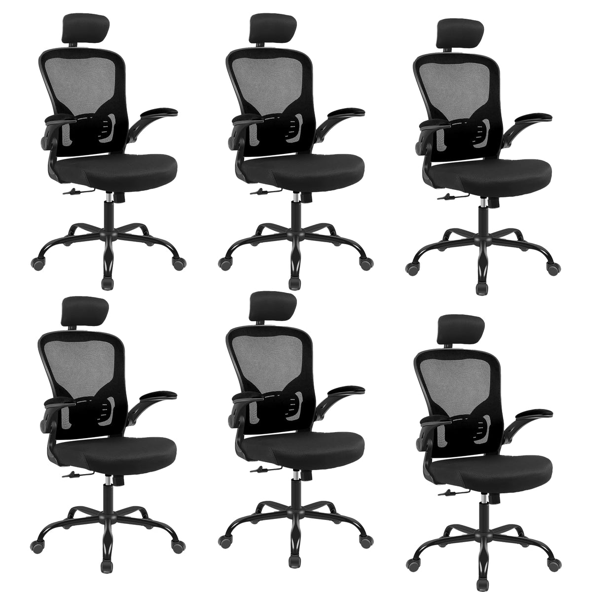 Ergonomic Office Desk Chair 6Pack- Mesh Home Office Desk Chairs With Lumbar Support & 3D Adjustable Armrests,Executive Rolling C