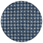 Rizzy Home Alora Decor Holland 8' Round Geometric Blue/Ivory Hand-Tufted Area Rug