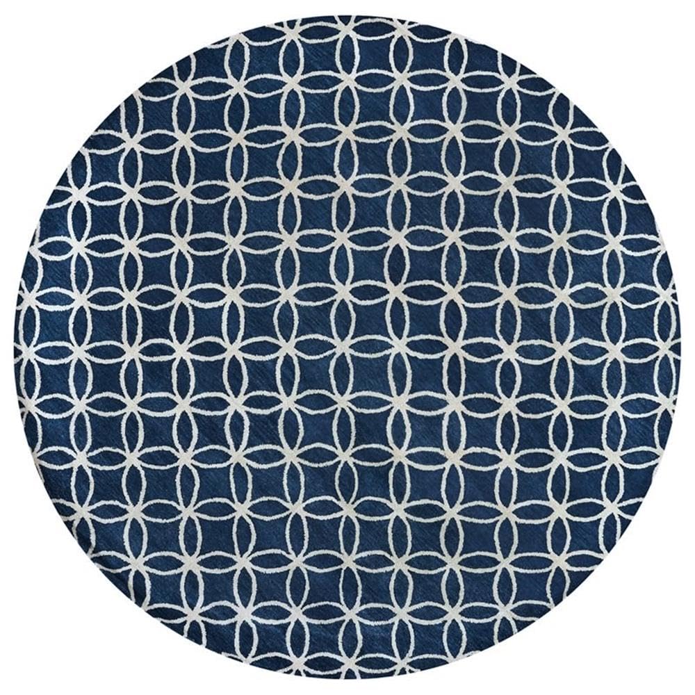 Rizzy Home Alora Decor Holland 10' Round Geometric Blue/Ivory Hand-Tufted Area Rug
