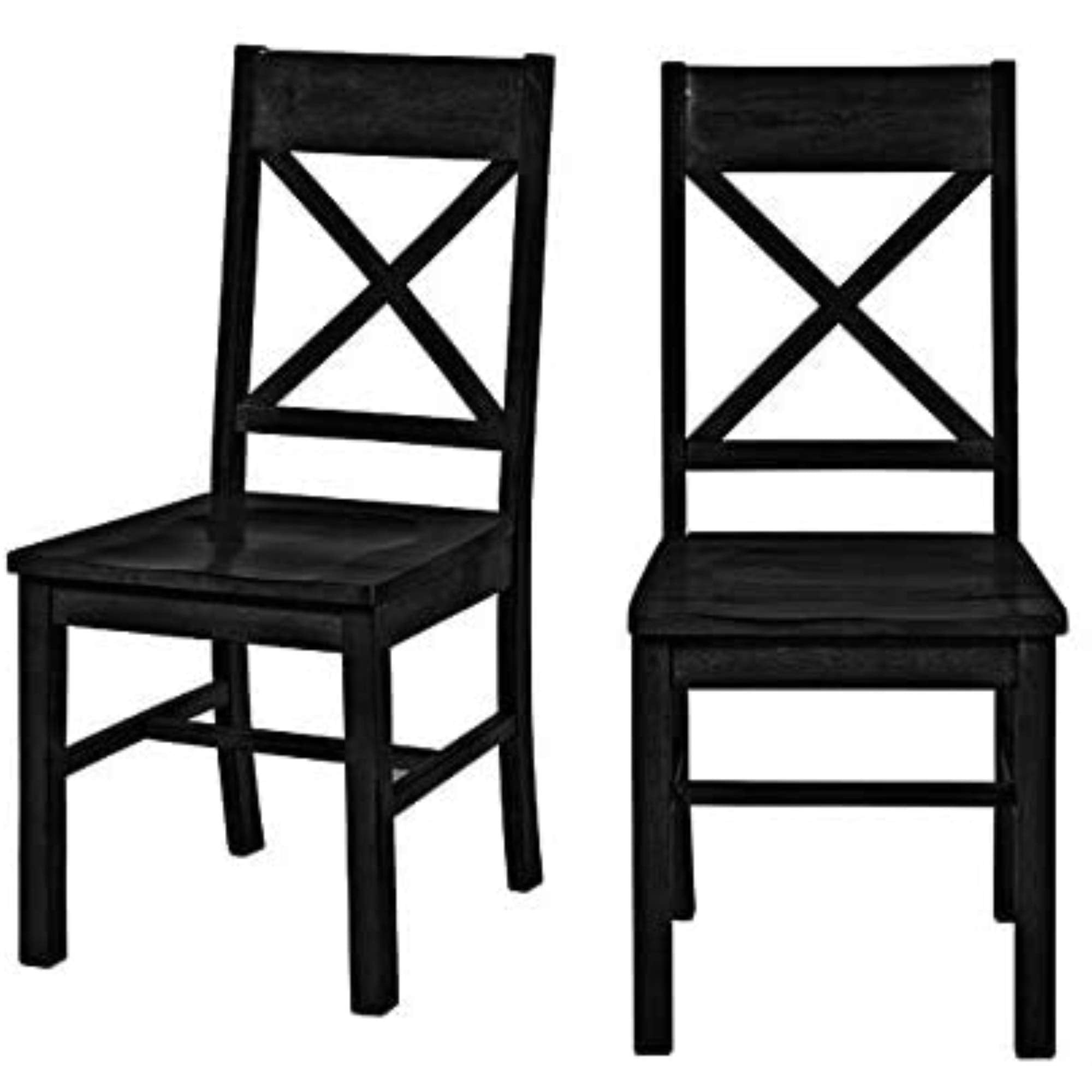 Walker Edison Modern Farmhouse Wood XBack Armless Dining Chairs Kitchen, Set of 2, Black