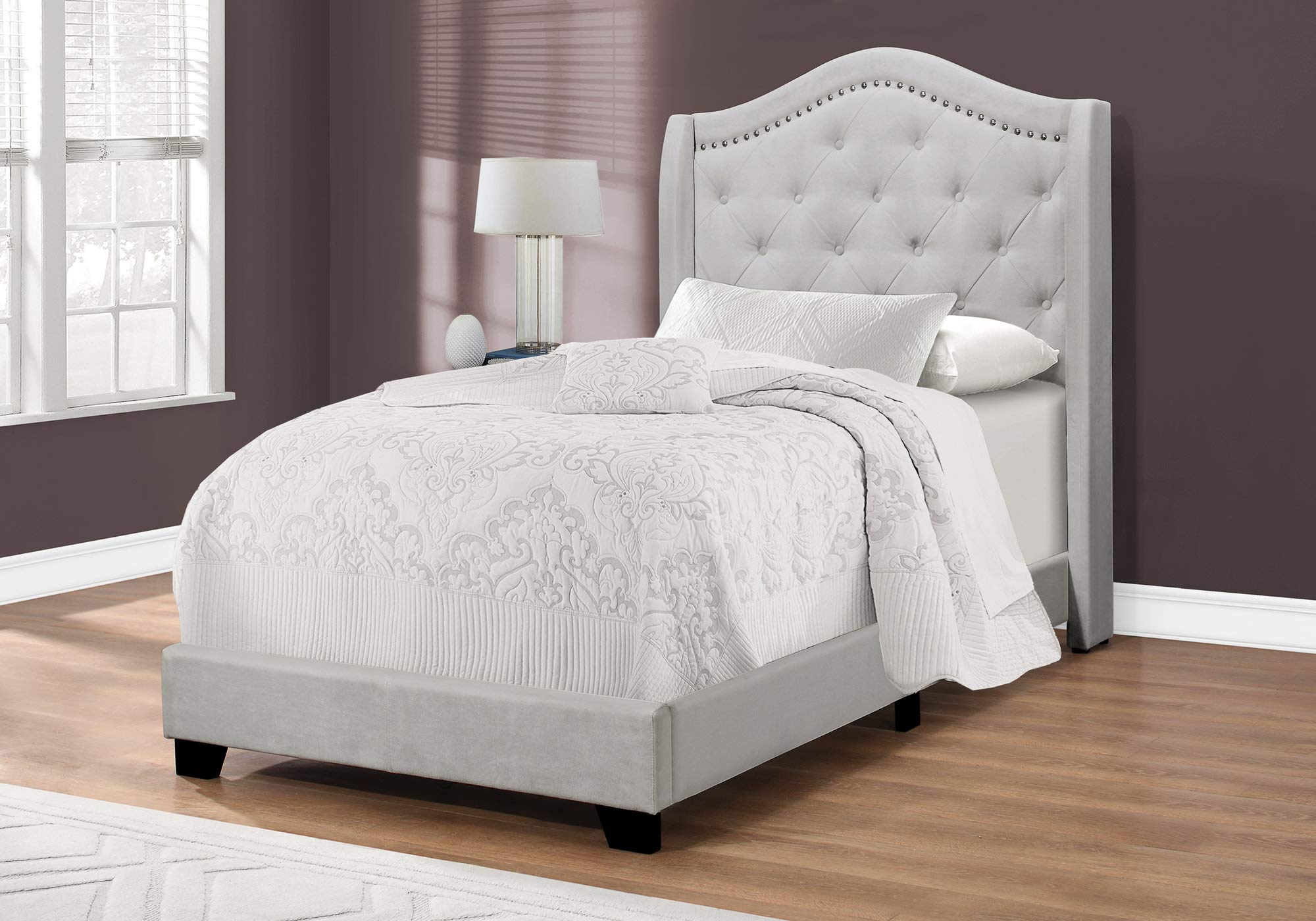Monarch Specialties Twin Size Leather-Look Bed