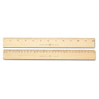 Westcott Wood Ruler Measuring Metric And 1/16 ' Scale With Single Metal Edge, 30 Cm (10375)