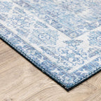 HomeRoots 509528 9 x 12 ft. Blue & Gray Oriental Power Loom Stain Resistant Rectangle Area Rug
